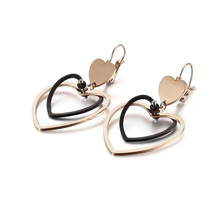 Stainless Steel Heart Drop Earrings - kalen