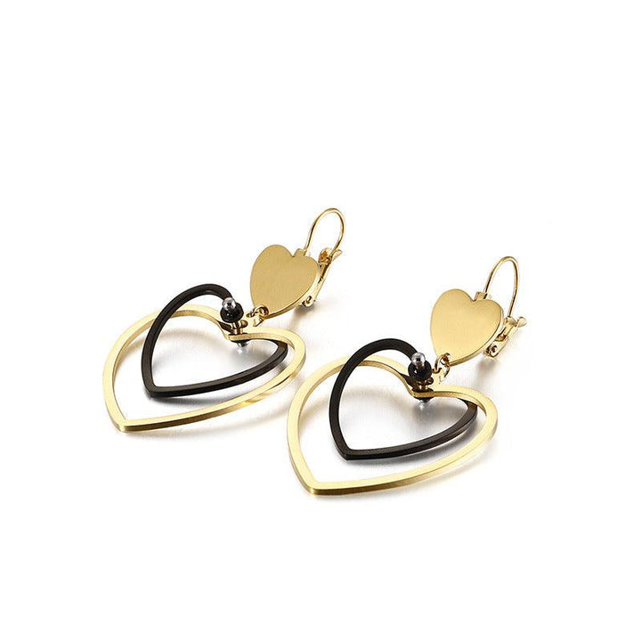 Stainless Steel Heart Drop Earrings - kalen