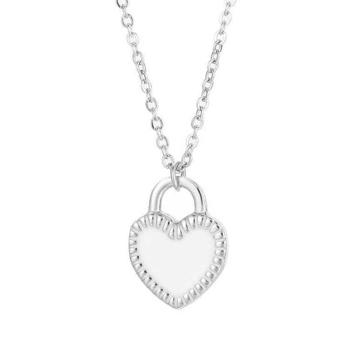 Stainless Steel Heart Enamel Drop Earrings Pendant Necklace Bracelet Bangle - kalen
