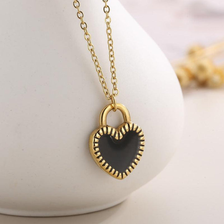 Stainless Steel Heart Enamel Drop Earrings Pendant Necklace Bracelet Bangle - kalen