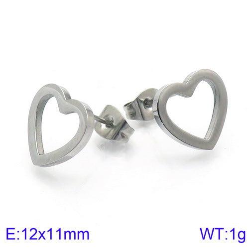 Stainless Steel Heart Shaped Stub Earrings - kalen