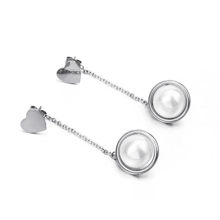 Stainless Steel Heart Start Pearl Drop Earrings - kalen