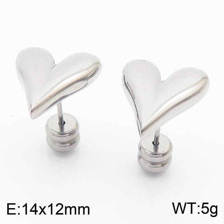 Stainless Steel Heart Stub Earrings - kalen