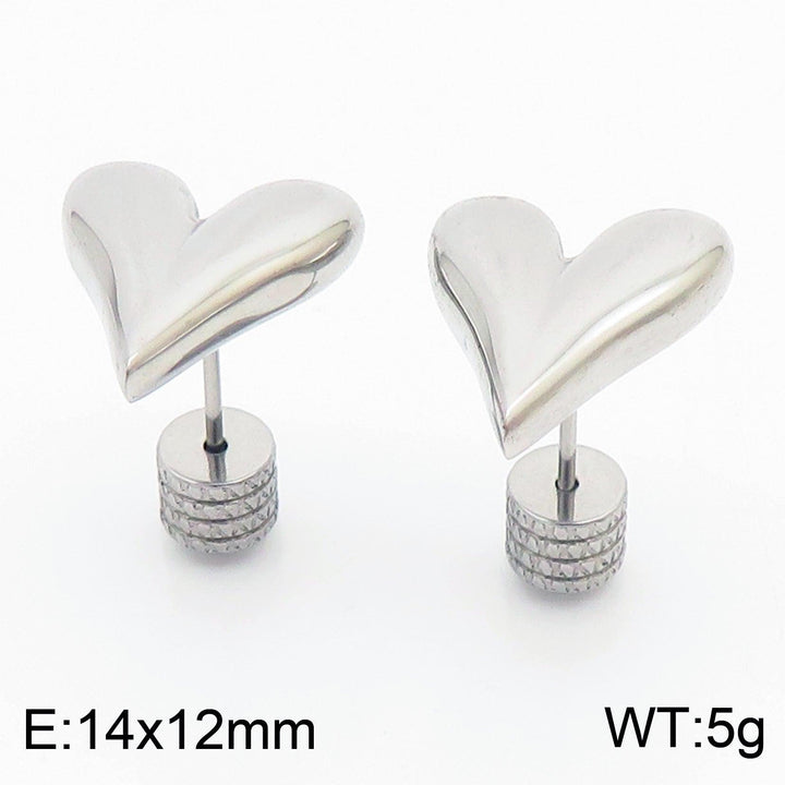 Stainless Steel Heart Stub Earrings - kalen