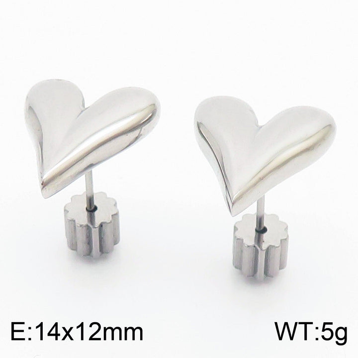 Stainless Steel Heart Stub Earrings - kalen