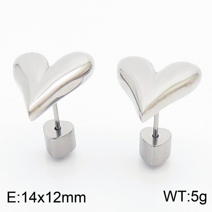 Stainless Steel Heart Stub Earrings - kalen