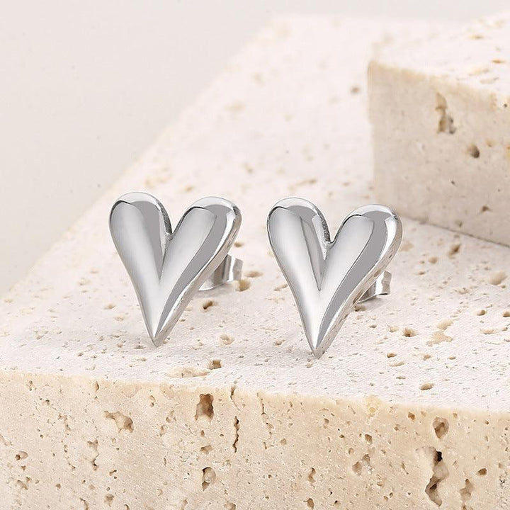 Stainless Steel Heart Stub Earrings - kalen