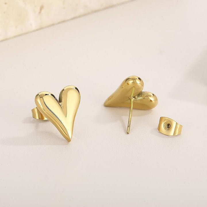 Stainless Steel Heart Stub Earrings - kalen