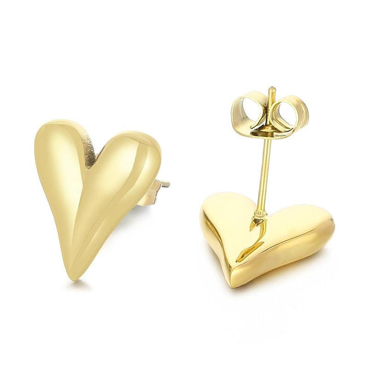 Stainless Steel Heart Stub Earrings - kalen