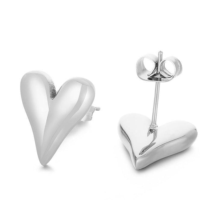 Stainless Steel Heart Stub Earrings - kalen