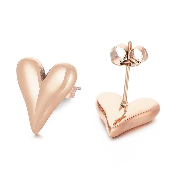 Stainless Steel Heart Stub Earrings - kalen