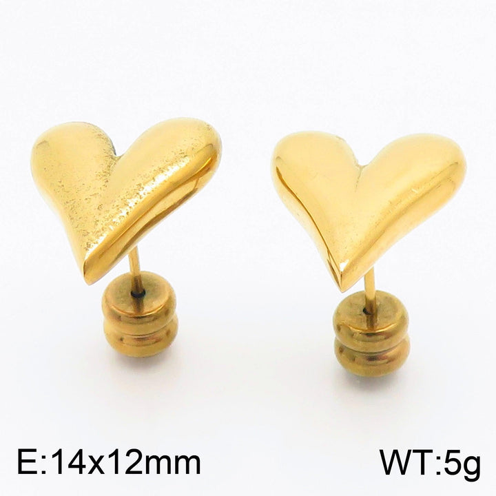 Stainless Steel Heart Stub Earrings - kalen