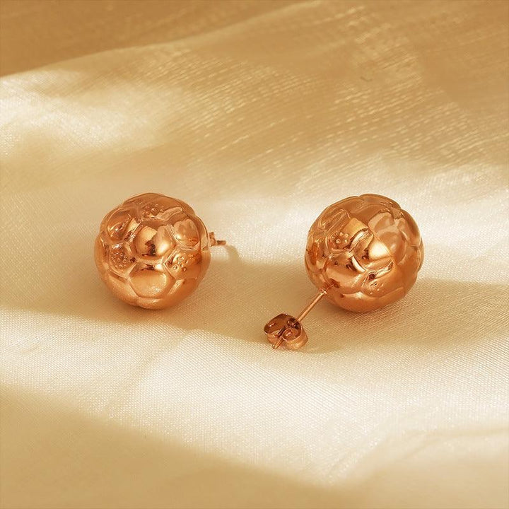 Stainless Steel Hollow Chunky Ball Stud Earrings For Women - kalen