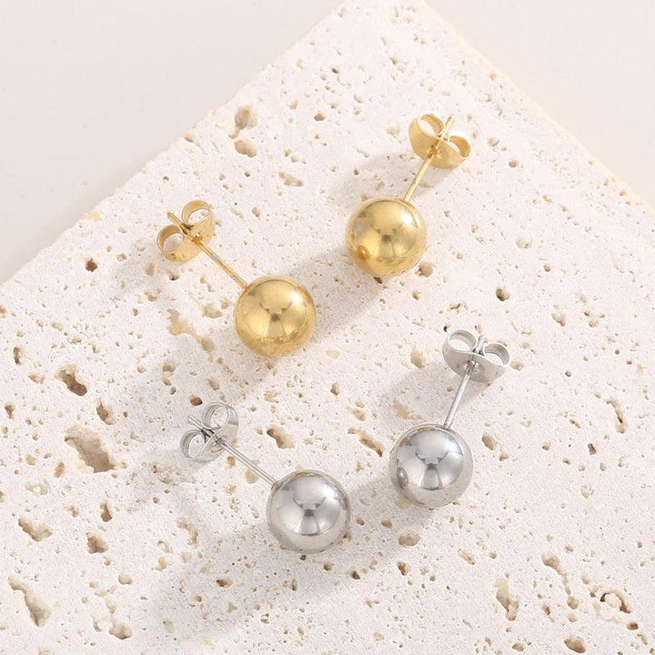 Stainless Steel Hollow Chunky Ball Stud Earrings Pendant Necklace Set For Women - kalen