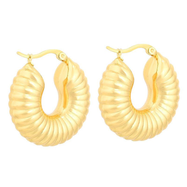 Stainless Steel Hollow Chunky Hoop Earrings For Women - kalen