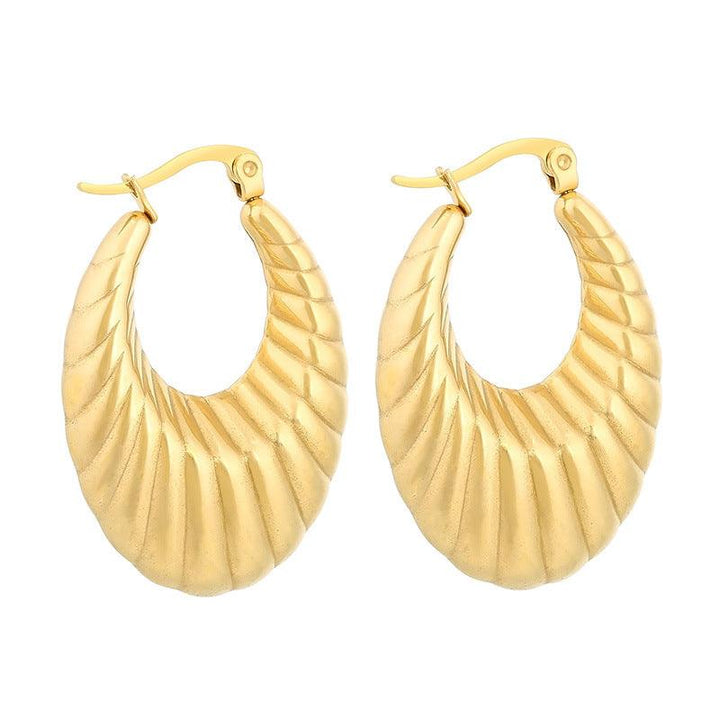 Stainless Steel Hollow Chunky Hoop Earrings For Women - kalen