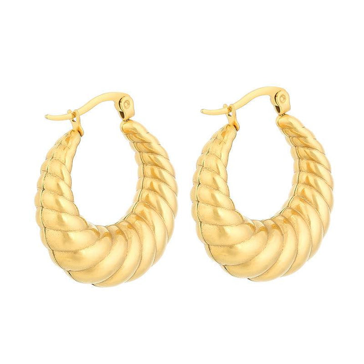 Stainless Steel Hollow Chunky Hoop Earrings For Women - kalen