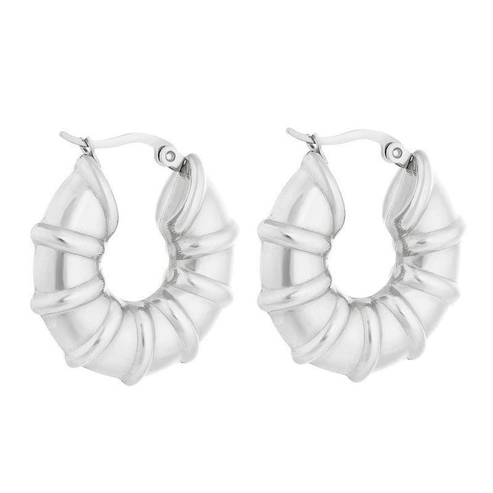 Stainless Steel Hollow Chunky Hoop Earrings For Women - kalen