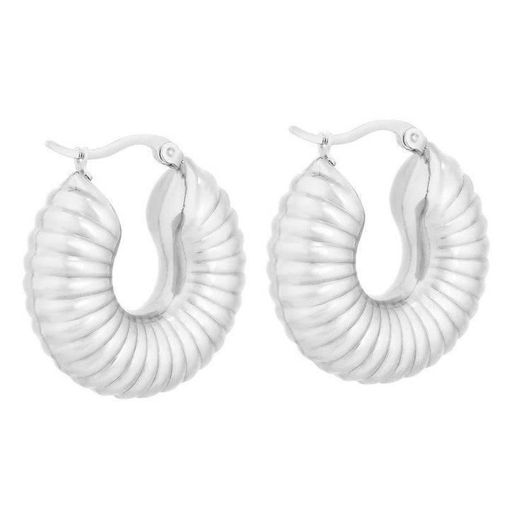 Stainless Steel Hollow Chunky Hoop Earrings For Women - kalen