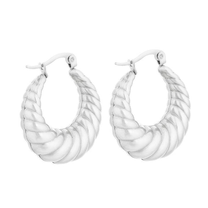 Stainless Steel Hollow Chunky Hoop Earrings For Women - kalen