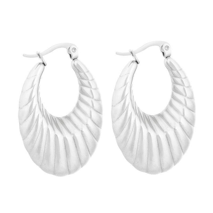 Stainless Steel Hollow Chunky Hoop Earrings For Women - kalen