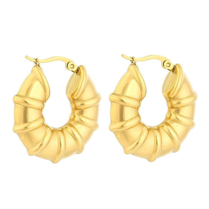 Stainless Steel Hollow Chunky Hoop Earrings For Women - kalen