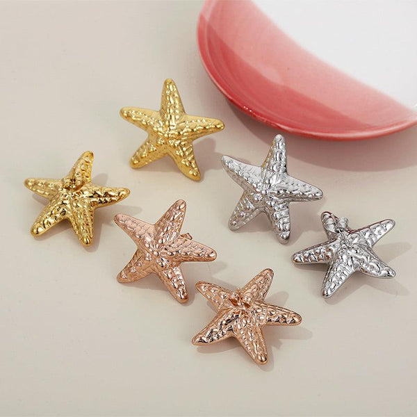 Stainless Steel Hollow Chunky Starfish Stud Earrings For Women - kalen