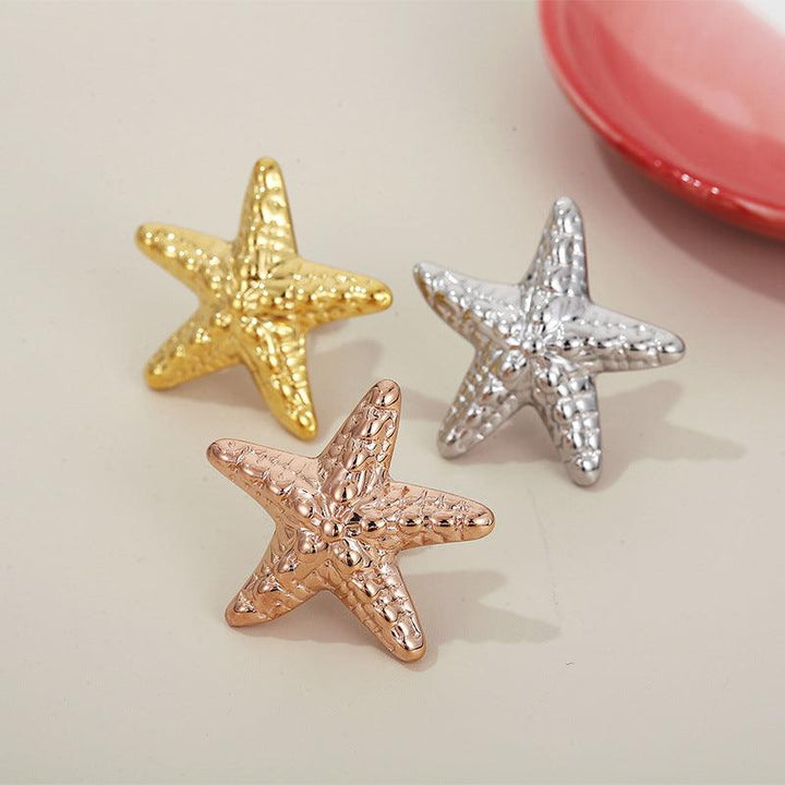 Stainless Steel Hollow Chunky Starfish Stud Earrings For Women - kalen