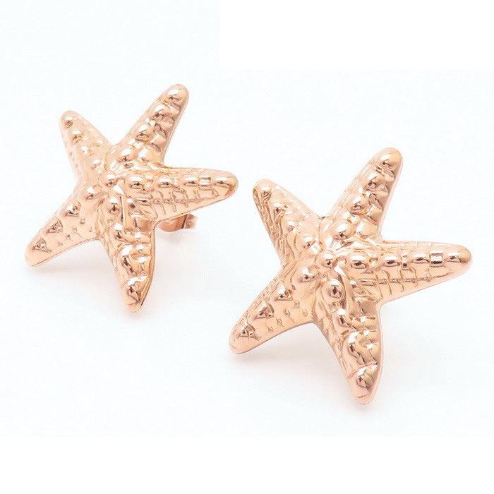 Stainless Steel Hollow Chunky Starfish Stud Earrings For Women - kalen