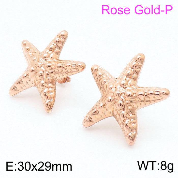 Stainless Steel Hollow Chunky Starfish Stud Earrings For Women - kalen