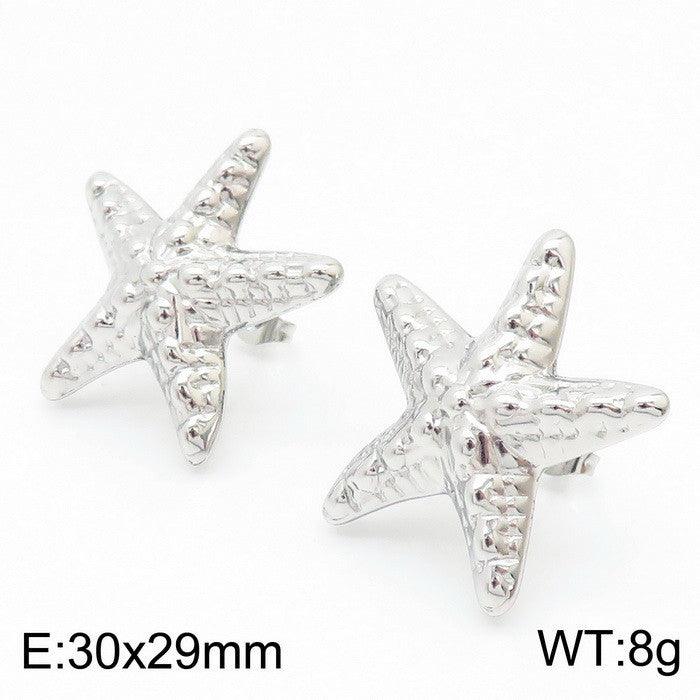 Stainless Steel Hollow Chunky Starfish Stud Earrings For Women - kalen