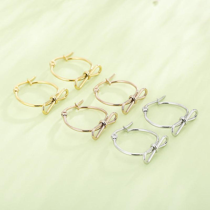 Stainless Steel Knot Circles Hoop Earrings - kalen