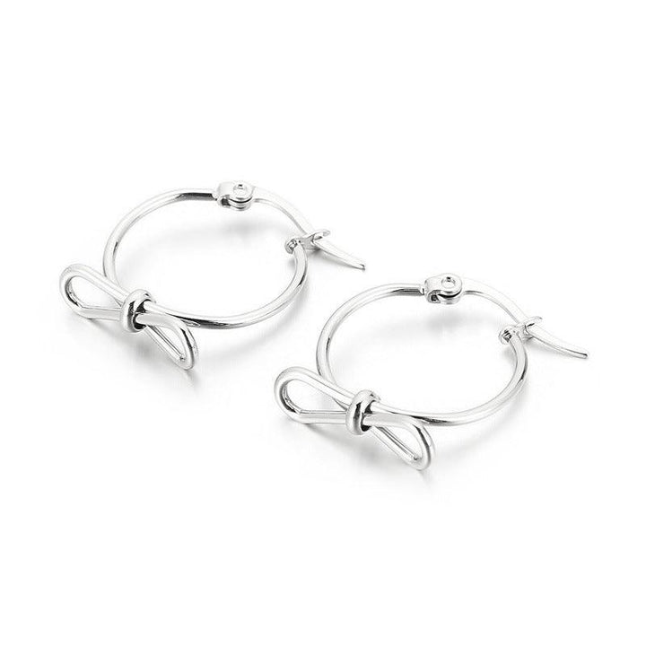 Stainless Steel Knot Circles Hoop Earrings - kalen