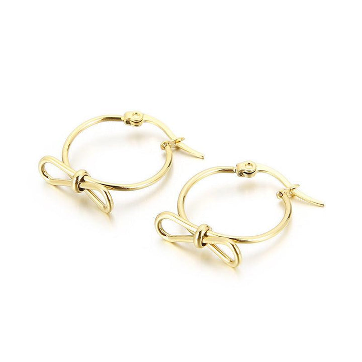 Stainless Steel Knot Circles Hoop Earrings - kalen