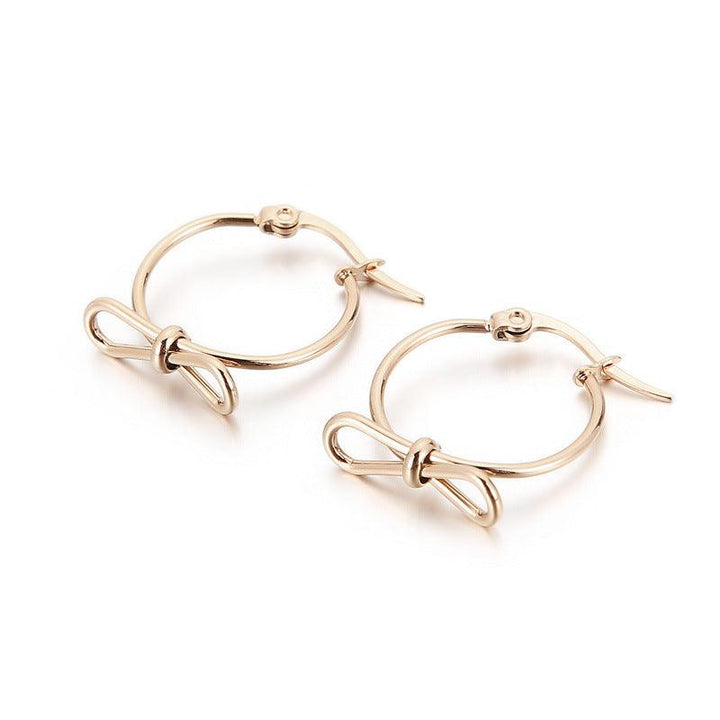 Stainless Steel Knot Circles Hoop Earrings - kalen