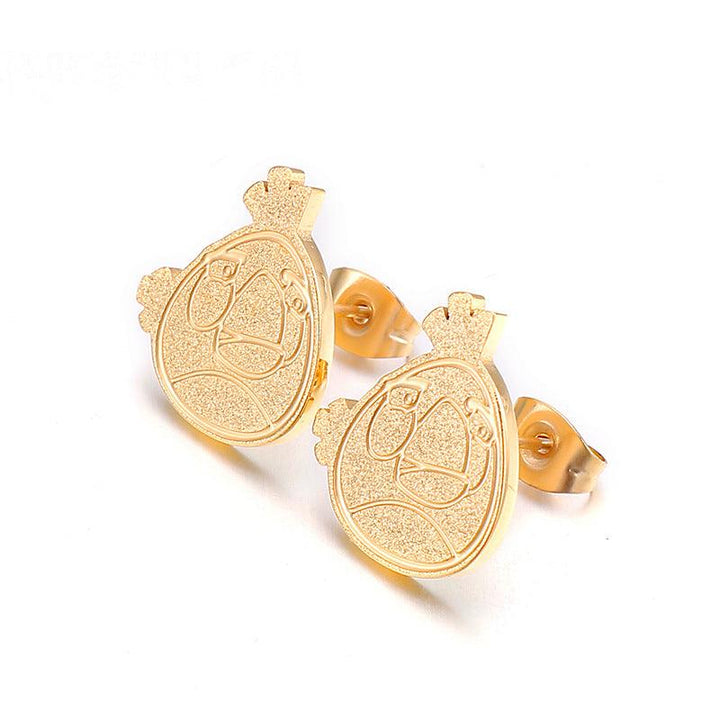 Stainless Steel Laser Cutting Enamel Shell Zircon Stub Earrings - kalen