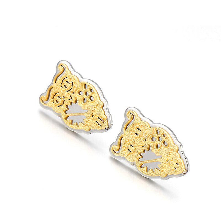 Stainless Steel Laser Cutting Enamel Shell Zircon Stub Earrings - kalen