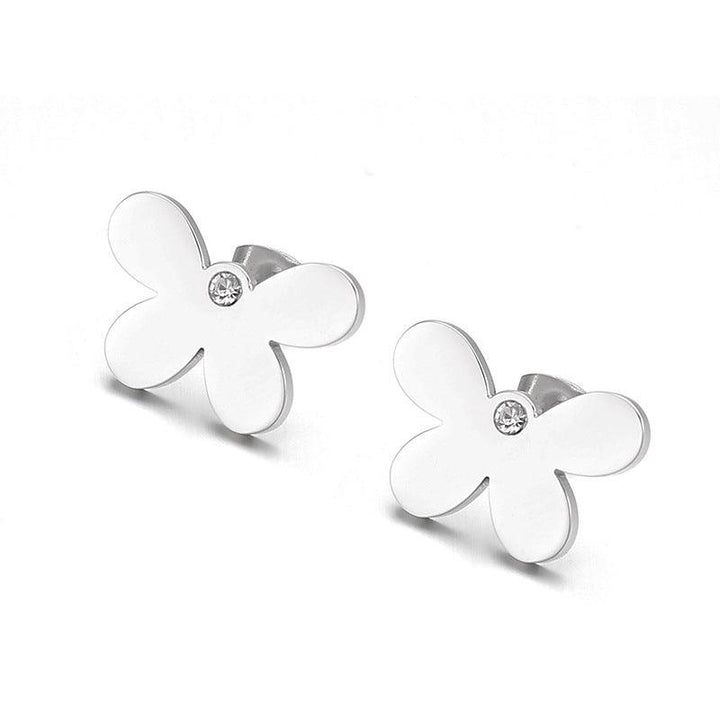 Stainless Steel Laser Cutting Enamel Shell Zircon Stub Earrings - kalen