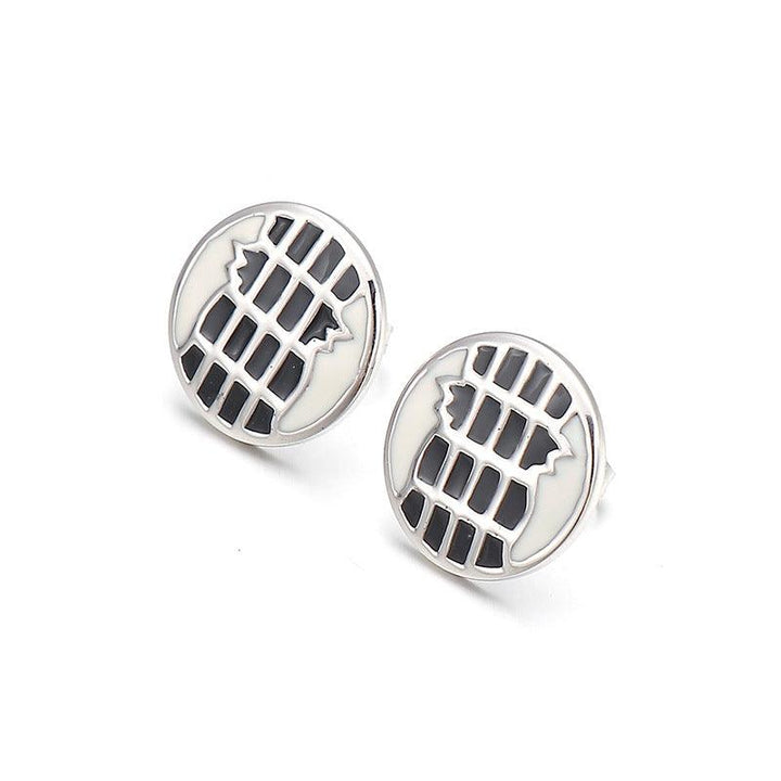 Stainless Steel Laser Cutting Enamel Shell Zircon Stub Earrings - kalen