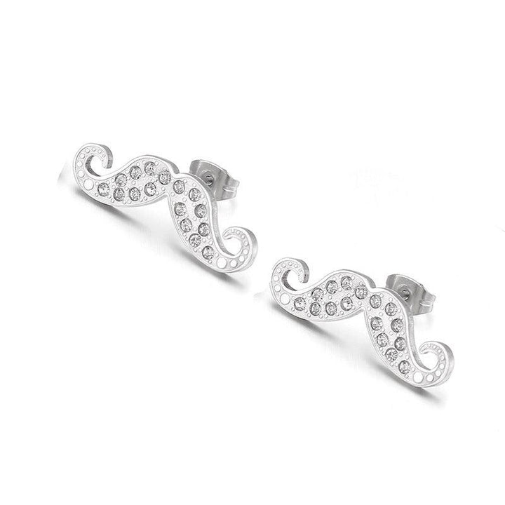 Stainless Steel Laser Cutting Enamel Shell Zircon Stub Earrings - kalen