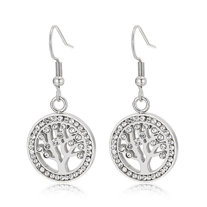 Stainless Steel Laser Cutting Enamel Zircon Heart Round Stub Earrings - kalen