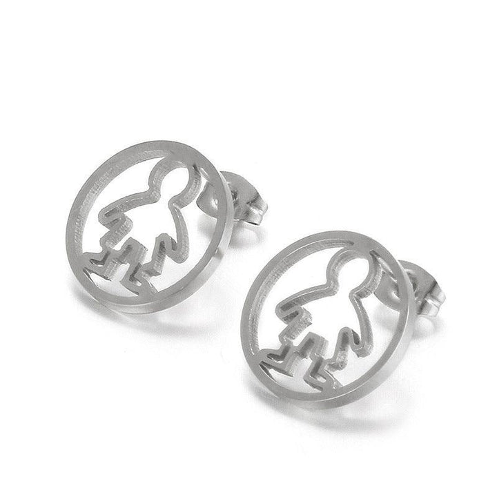 Stainless Steel Laser Cutting Enamel Zircon Stub Earrings - kalen