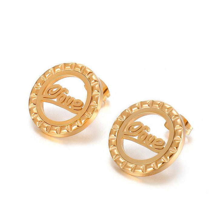 Stainless Steel Laser Cutting Enamel Zircon Stub Earrings - kalen