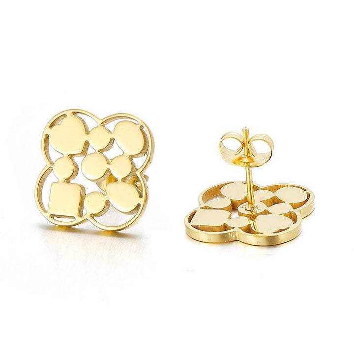 Stainless Steel Laser Cutting Heart Flower Stub Earrings - kalen