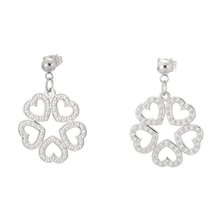 Stainless Steel Laser Cutting Heart Flower Stub Earrings - kalen