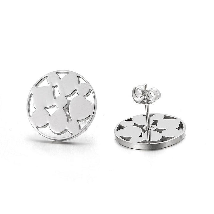 Stainless Steel Laser Cutting Heart Flower Stub Earrings - kalen