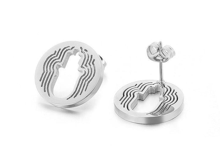 Stainless Steel Laser Cutting Round Stub Earrings - kalen