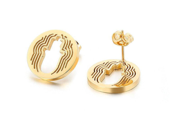 Stainless Steel Laser Cutting Round Stub Earrings - kalen