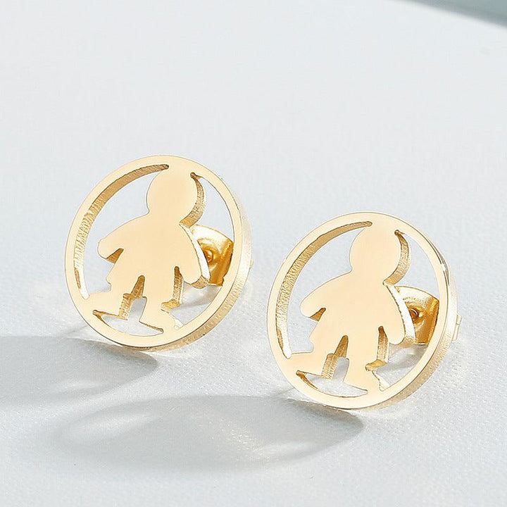 Stainless Steel Laser Cutting Round Stub Earrings - kalen