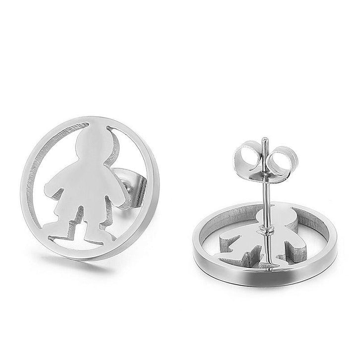 Stainless Steel Laser Cutting Round Stub Earrings - kalen